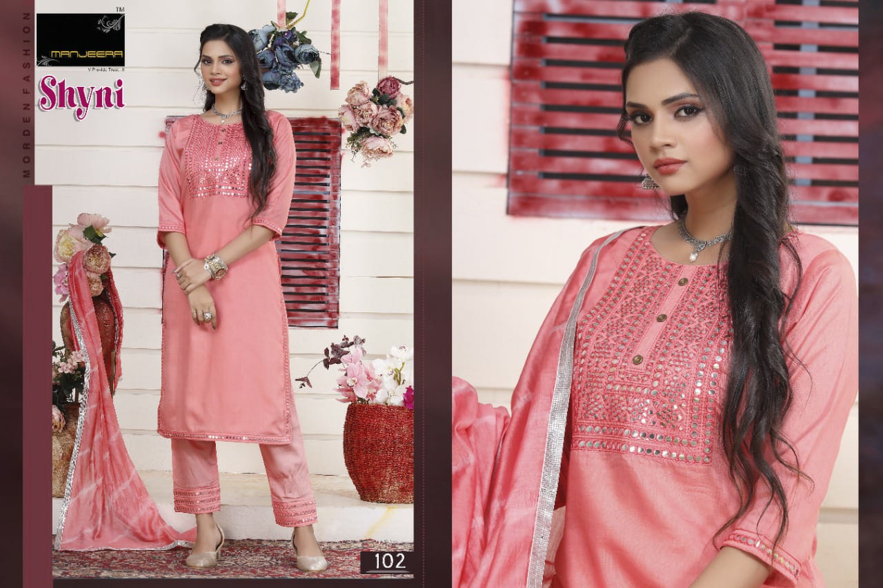 Manjeera Shyni Ethnic Wear Wholesale Readymade Salwar Suits Catalog
